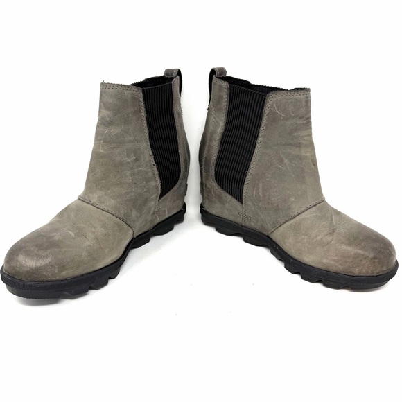 Sorel Joan Of Arctic Wedge II Chelsea Boots Olive Brown Sz 6.5